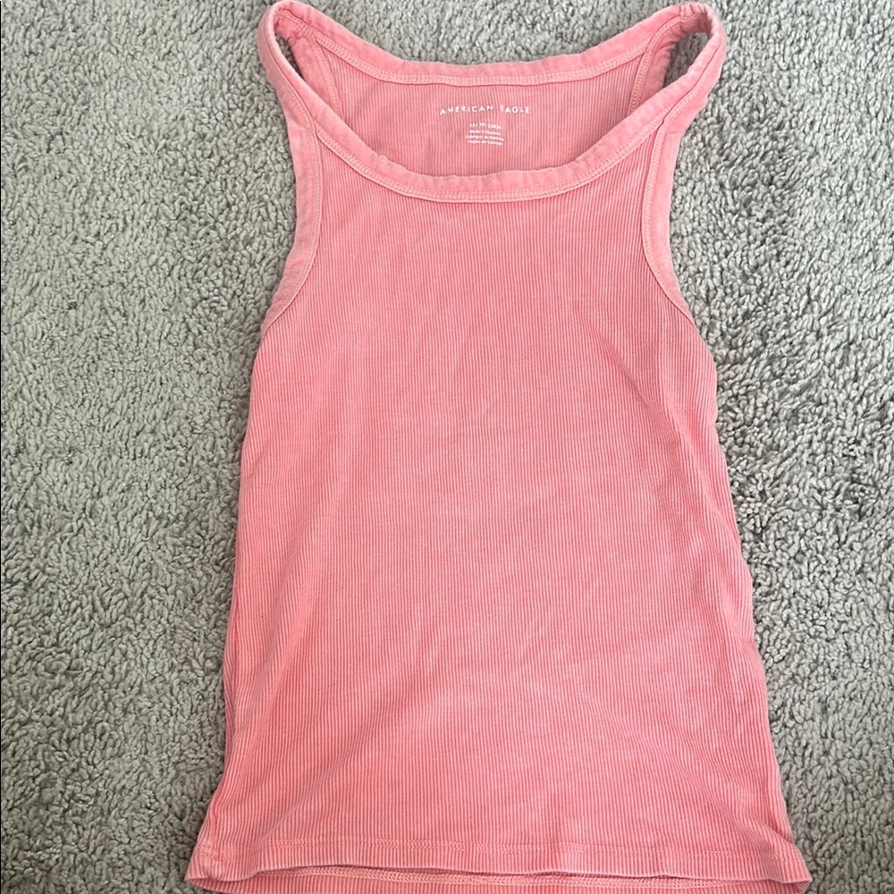 American Eagle Coral Ribbed Tank
